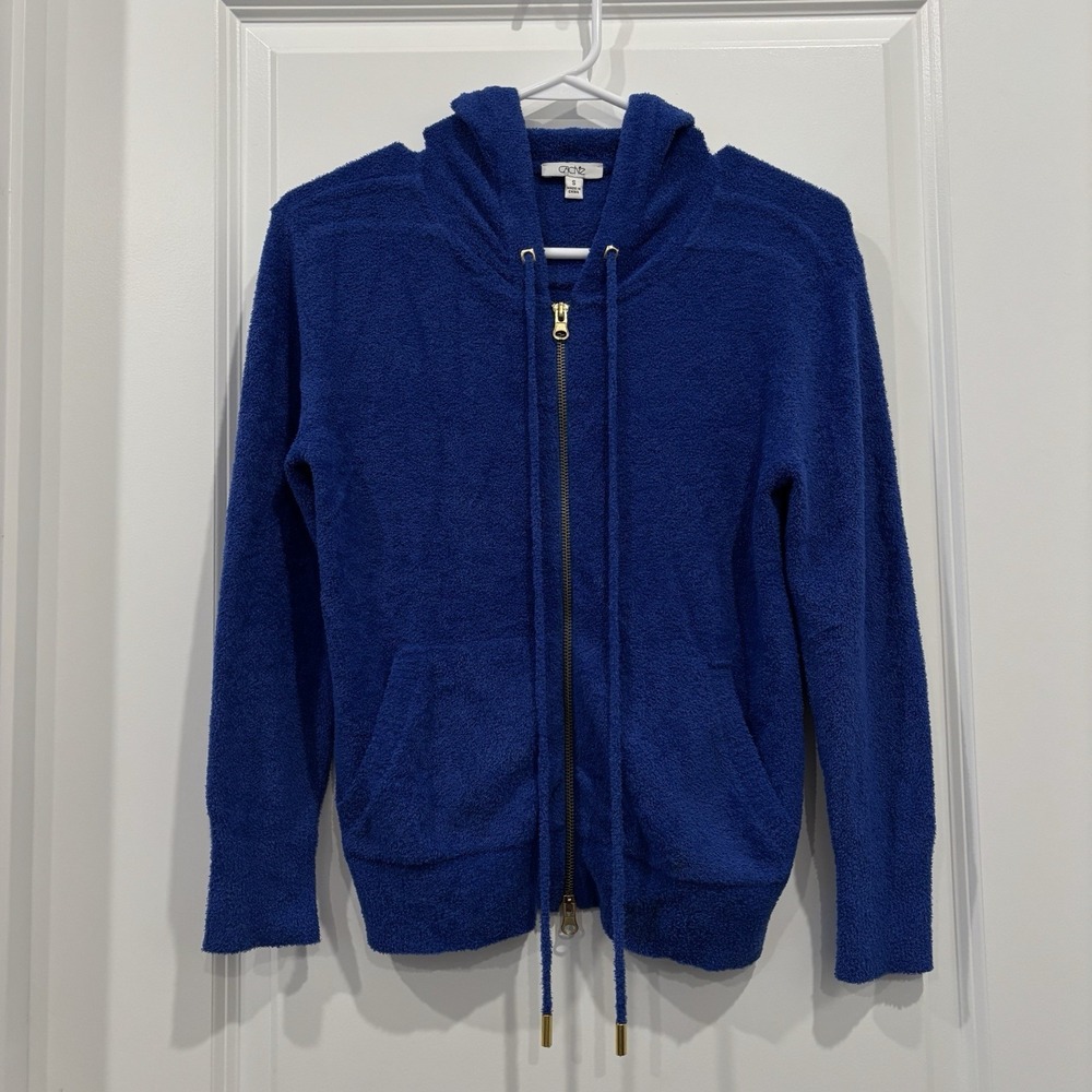 Cache Blue Terry Zip Up Hoodie Jacket Soft Cozy Y2K‎ Retro Size S